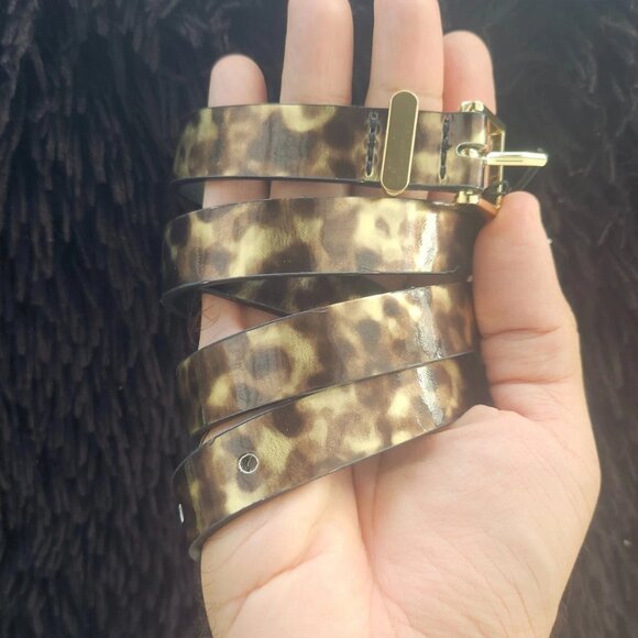 HALOGEN Women Waistband Animal Print Faux Leather Vegan Skinny Belt Size M 33in - Picture 3 of 11
